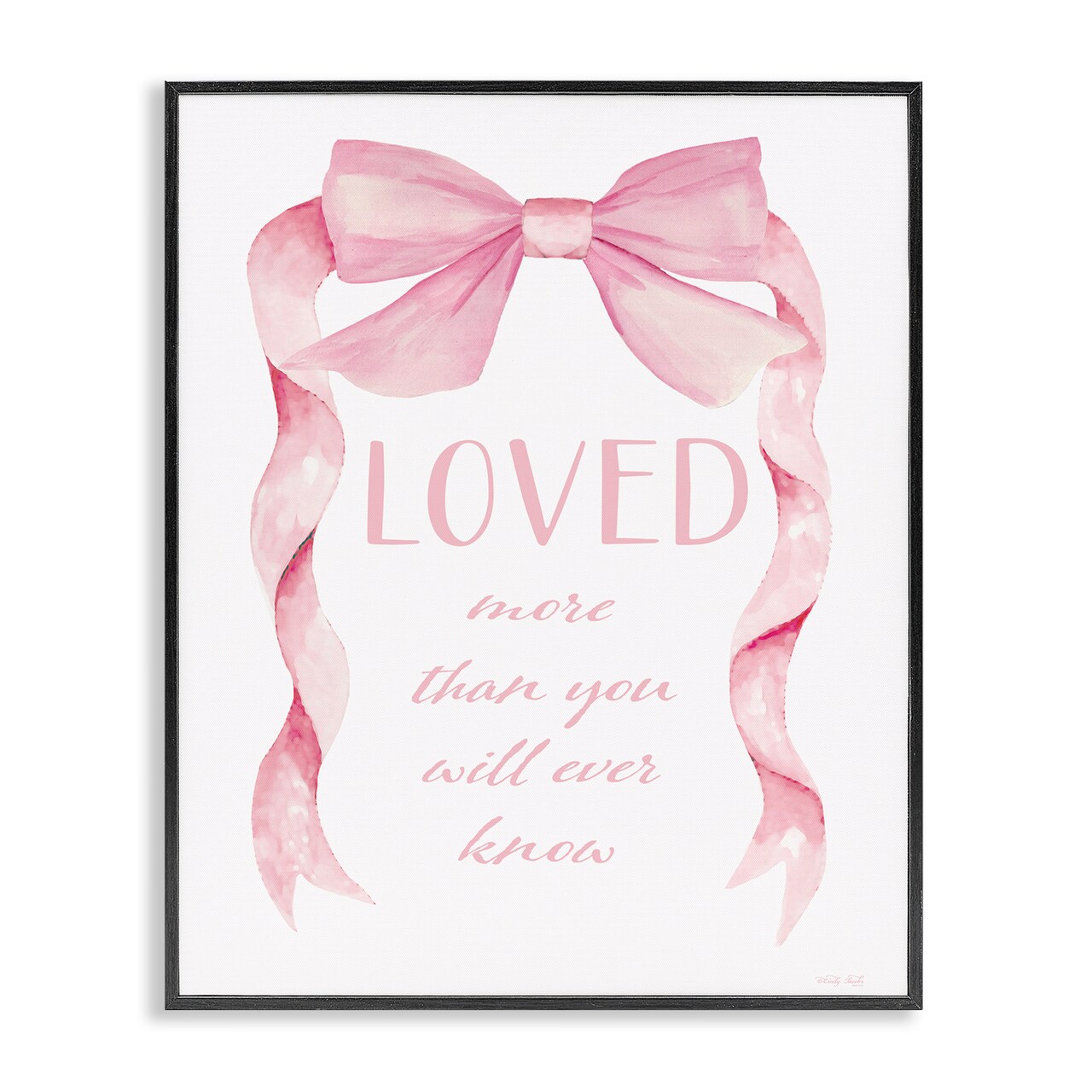 Stupell Industries Loved More Sentiment Pink Ribbon Framed Giclee, design by Cindy Jacobs